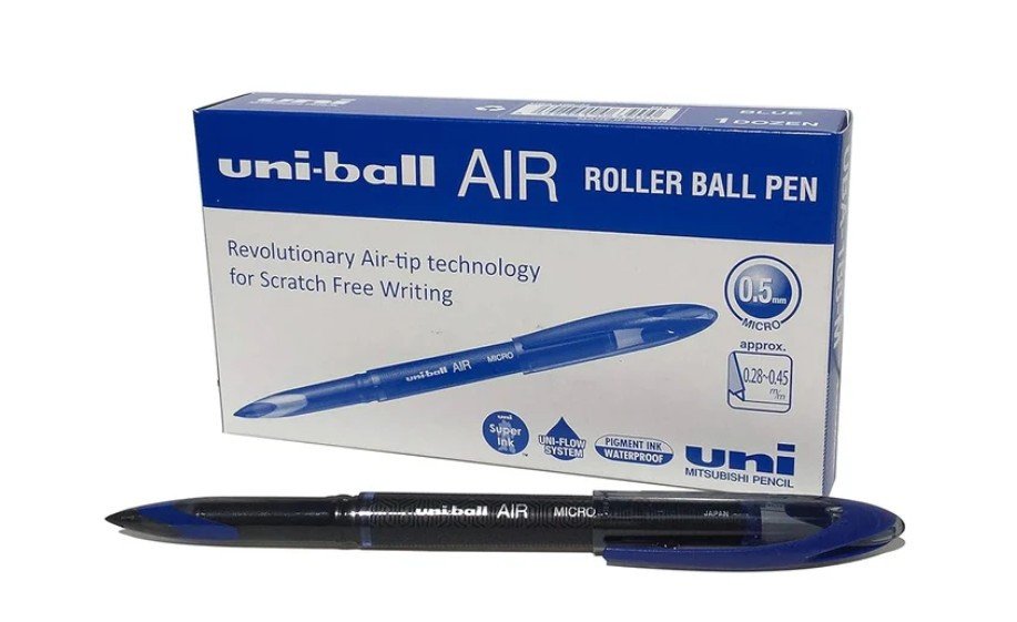 Uni-Ball UBA-188-M Roller Ball Pen Air-Tip 0.28-0.5mm, Blue - 12Pcs/Pack