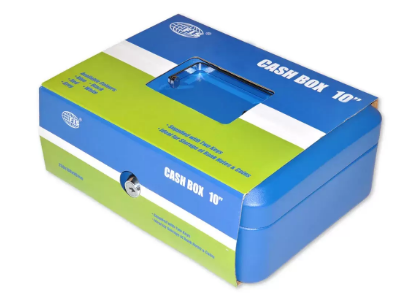 FIS Cash Box with Key 10 Inch, Matt Finish Blue Color - FSCPTS0025BL