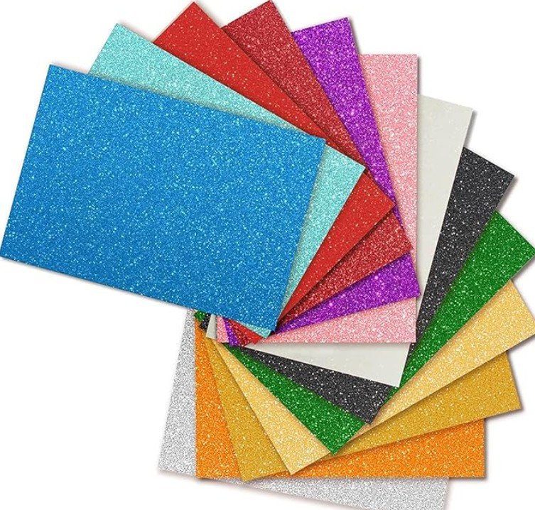 Glitter Eva Foam Sheet A4 W/Out Sticker, 21x29cm 2mm (10pcs/Pack) - Assorted Color
