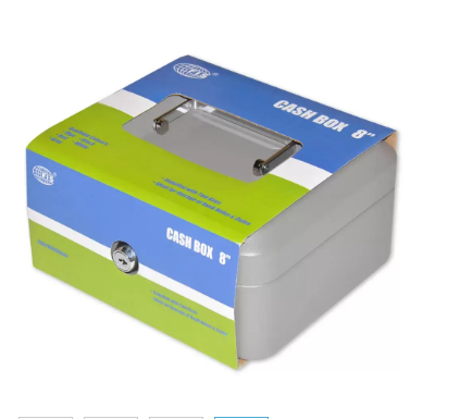 FIS Cash Box with Key 8 Inch Matt Finish Grey Color - FSCPTS0032GY