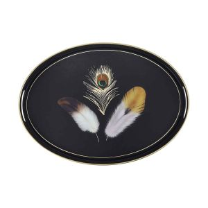 Royalford Oval Serving Tray - Plastic - Black
