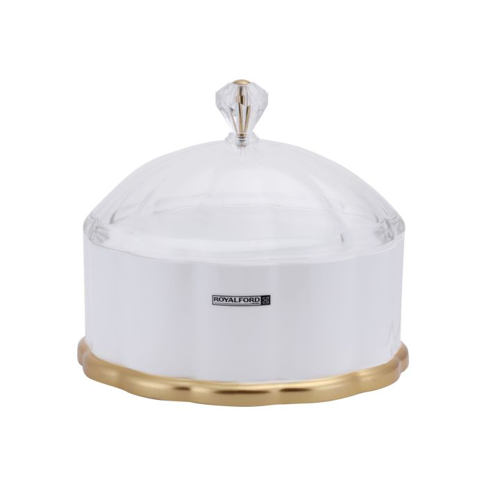 Royalford RF9520 18Cm Candy Storage Box With Lid - Portable Candy Sweet Jar Covered Sugar Bowl Small Decorative Cookie | Transparent Body | Ideal For Chocolates, Candy, Cookies & More