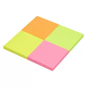 FIS Sticky Note, 4 Assorted Fluorescent Colours in Sets, Size 3 x 3 Inch, 4 Colours x 100 Sheets, Quantity per Pack 6 - FSPOF33C4X100