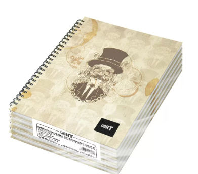 Light Spiral Hard Cover Single Line Notebook (100 Sheets, 10X8in, LINBS1081808) - Pack of 5 Pieces