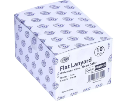 10-Piece FIS Neon Color Flat Lanyards with Metal Hook, Neon Purple Color,2x90cm - FSNANPU/10