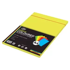 FIS Premium Color Photocopy Paper, 100 Sheets, 80 gsm, Premium Lemon Color, A4 Size - FSPWA4P100PLE