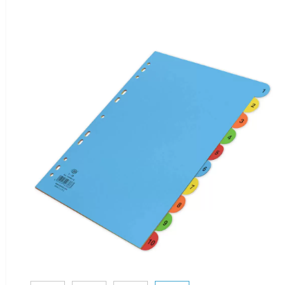 FIS Color Card Divider Round Index with Printing 160 gsm, 1-10 English, A4 (210 x 297 mm) - FSDVR1-10