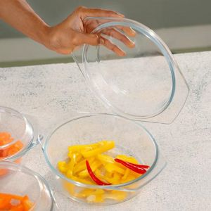 Royalford 3Pcs Glass Casserole Set - Glass - Clear - 700ML ,1000 ML ,1500 ML