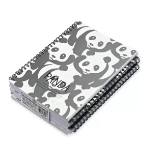 FIS Pack Of 5 Spiral Soft Cover Notebook, 96 Sheets A5 Panda Design 2 -FSNBSSCA596-PAN2