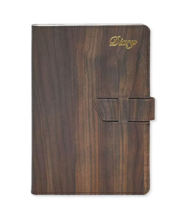 Fis 2024 A5 Diary English Vinyl Hard Sewn Cover Chocolate -FSDI80E24CH