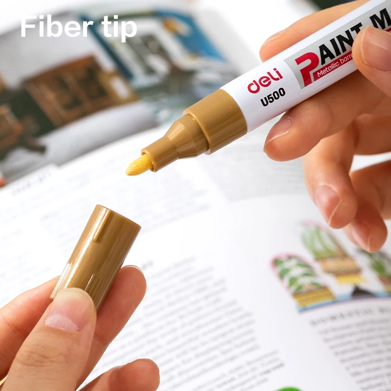Deli EU500 Paint Marker, 2mm Bullet Tip Gold (12Pcs/Pack)