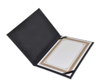 FIS A4 Certificate Folder Italian PU, Black - FSCLCERTPUBK