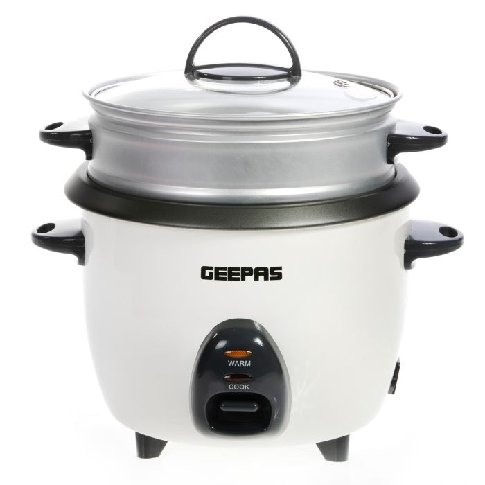 Geepas GRC35017UK 1L Rice Cooker With Steamer | 400W | Non-Stick Inner Pot, Automatic Cooking, Easy Cleaning, High-Temperature Protection - Make Rice & Steam Healthy Food & Vegetables - 2 Years Warran