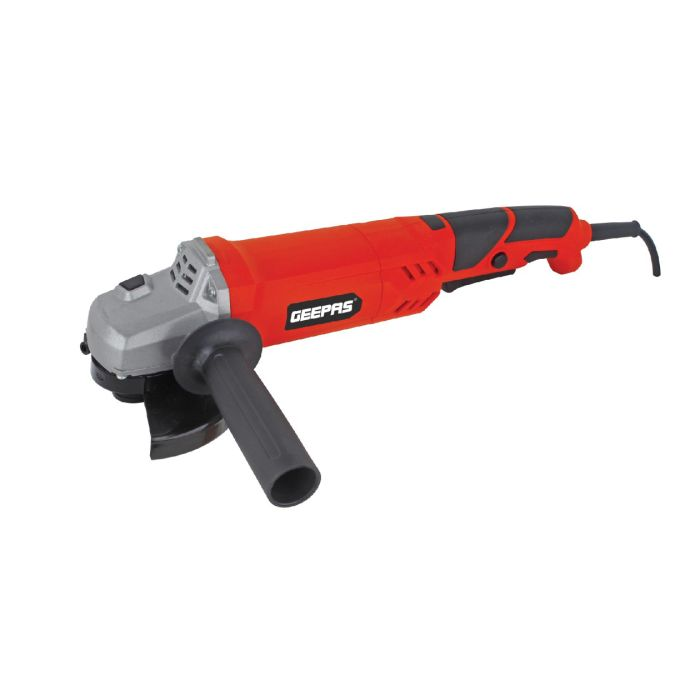 Geepas 1100W Angle Grinder 115mm - Keyless Protective Guard Anti Start Feature Top Body Switch With Side Handle | No Load 12000RPM | Hanging Loop |Ideal For Pipe Concrete Metal Cutting/Grinding