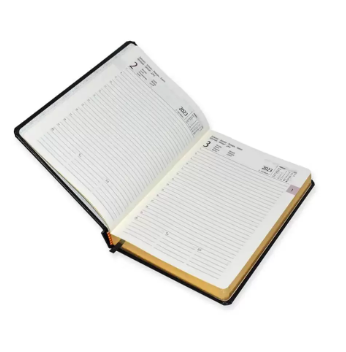 FIS 2023 International Golden A5 7-Languages Bonded Leather Diary Black - FSDI136-7BG23BK