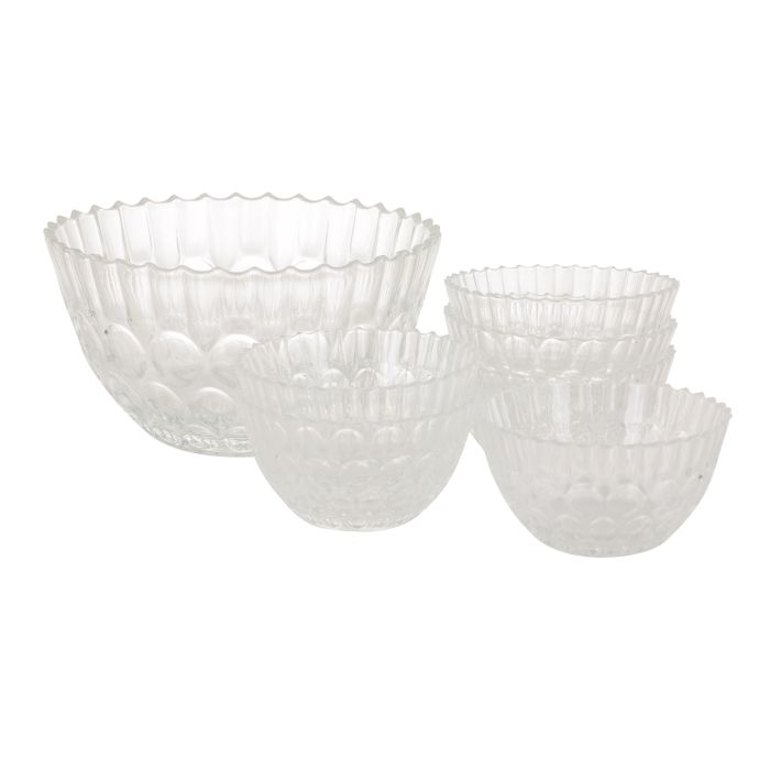 Glass Bowls Set, 7pcs Bubble Design Bowls, RF10335 | Microwave, Oven & Dishwasher Safe | Suitable For Serving Desert, Pudding, Dry Fruits, Ice Cream, Sweet, Etc