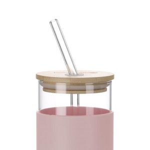 Royalford Bottle With Lid - Bamboo - Pink - 450 ML