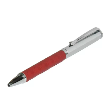 FIS Silver Pens with Embossed Italian PU Wrapper and Gift Box, Maroon Colour - FSPNSPUMRD3