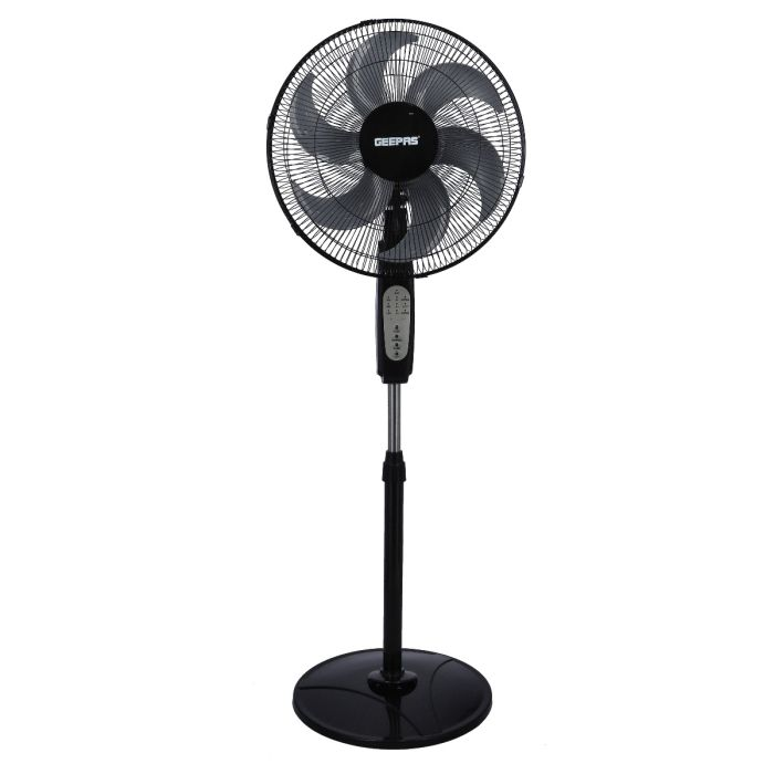 Geepas GF21112 16" Stand Fan With Remote Control - 3 Speed, 6 Leaf Blade With Safety Grill, Adjustable Height |7.5 Hours Timer | 2 Years Warranty
