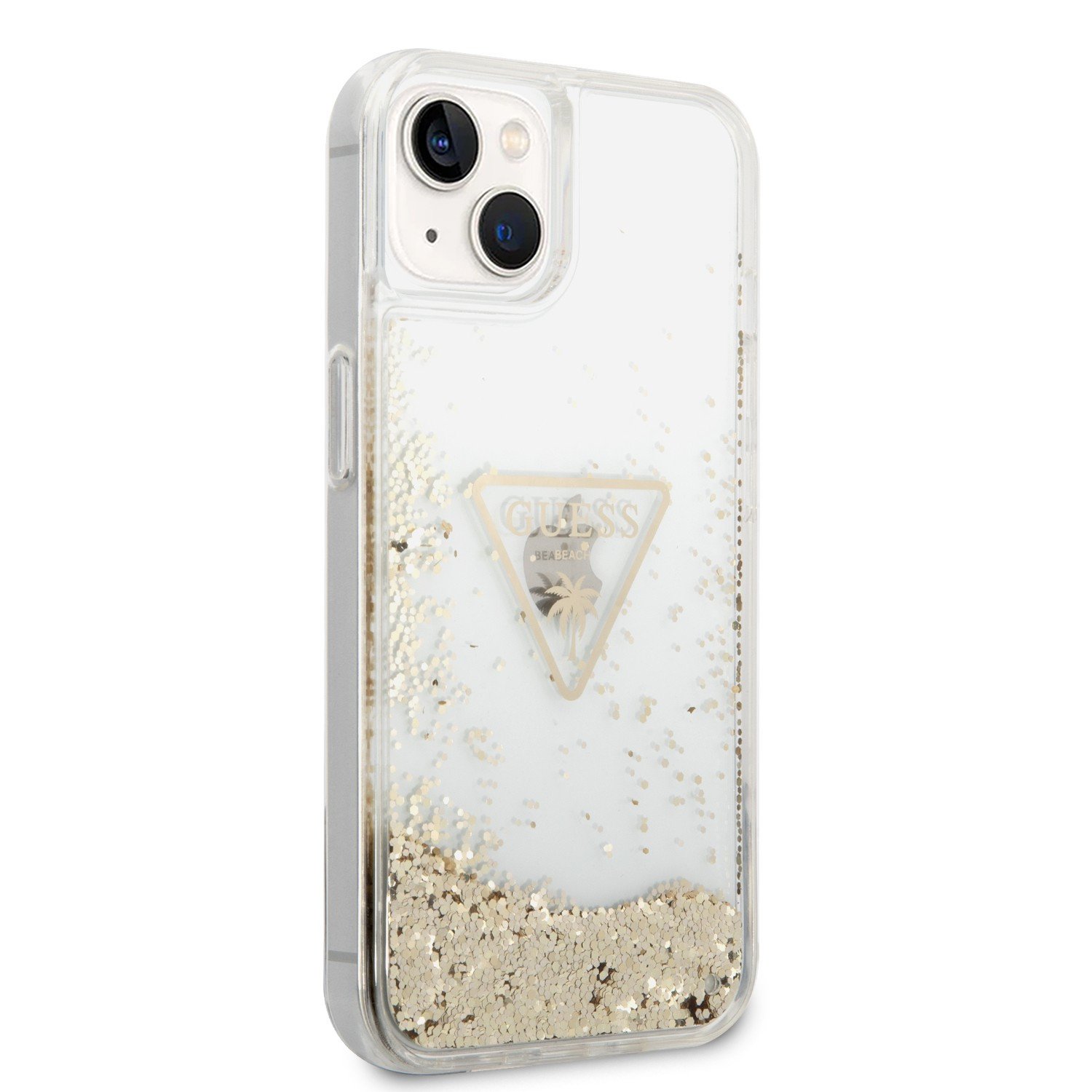 Guess Liquid Glitter Triangle Hard Case for iPhone 14 (6.1") - Transparent