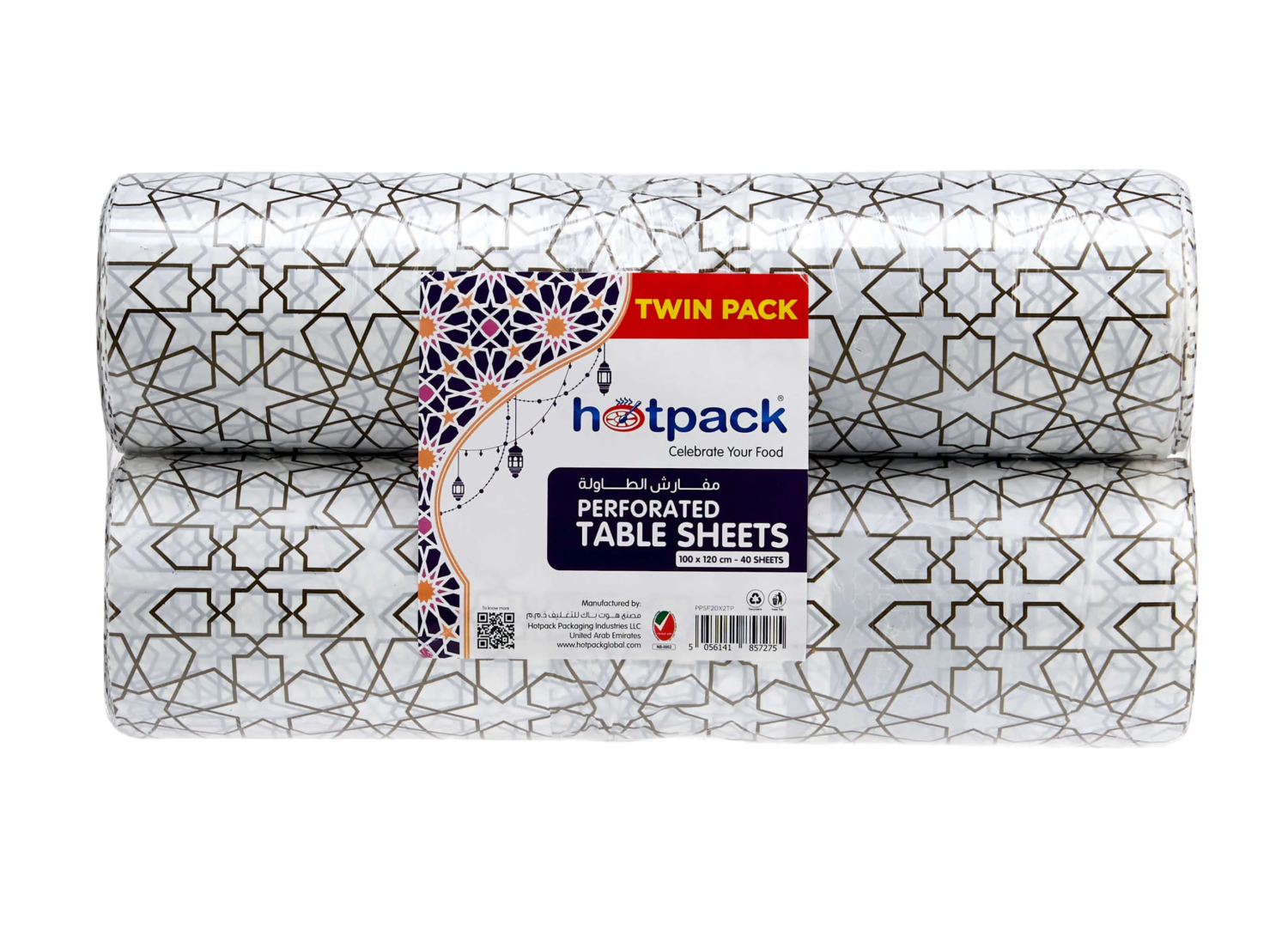 Arabic Pattern Printed White Luxury Sofra Twin Pack (120x100 Cm)