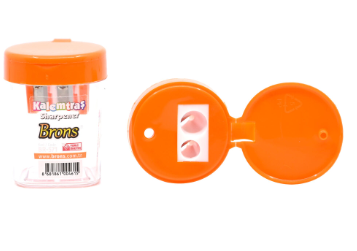 Brons Sharpener With Contianer 24 Pieces Per Box, 6 Assorted Colors -KRSPBR-571