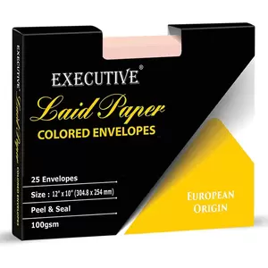 FIS Executive Laid Paper Envelopes Peel & Seal, Pack of 25 Pcs. Pink Color, 12 x 10 inch Size, 100 GSM - FSEE1034PPIB25