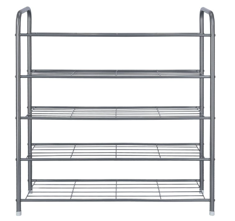 Royalford 5 Tier Metal Shoe Rack - Black