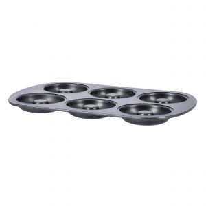 Royalford Doughnut Pans For Baking With 6 Slots - Aluminium - Black - RF9903