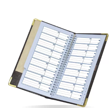 FIS Executive Address Book English Italian PU Padded Cover Gold Corner with Spiral with Gift Box Brown Color, 64 Sheets, 250 x 135 mm - FSAD25X13.5SPUE