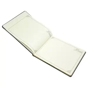 FIS Golden Guest Book, Bonded Leather Cover, Ivory Paper, 64 Sheets, 100 gsm, 1 Side Padded Cover, With Gift Box & Gilding With Round Corners, Black Color, 260 x 215 mm Size - FSCLGBBOBK