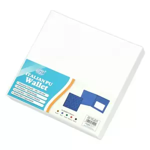 FIS Italian PU Bifold Design Wallets Polyurethane For Men, ID Card Window, 6 Card Slots, 2 Sideways Pockets, Divided Bill Compartments, Blue Colour, Closed Size 100 x 105 mm - FSPQBLD1