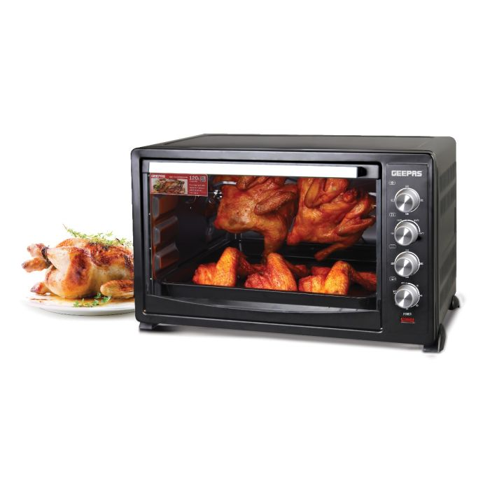 Geepas GO4461 120L Electric Oven - 2800W With Multiple Cooking Menus |Countertop Rotisserie With Convection, Grill Function, Inner Lamp & Indicator