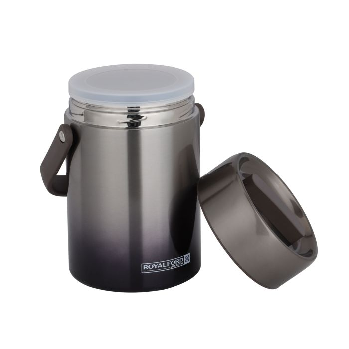 Double Wall Lunch Box, Vacuum Insulated Tiffin Box, RF10985 | Vacuum Insulated Food Jar With 2 SS Containers | Keeping Hot Food Hot & Cold Food Cold For Hours | PP Handle