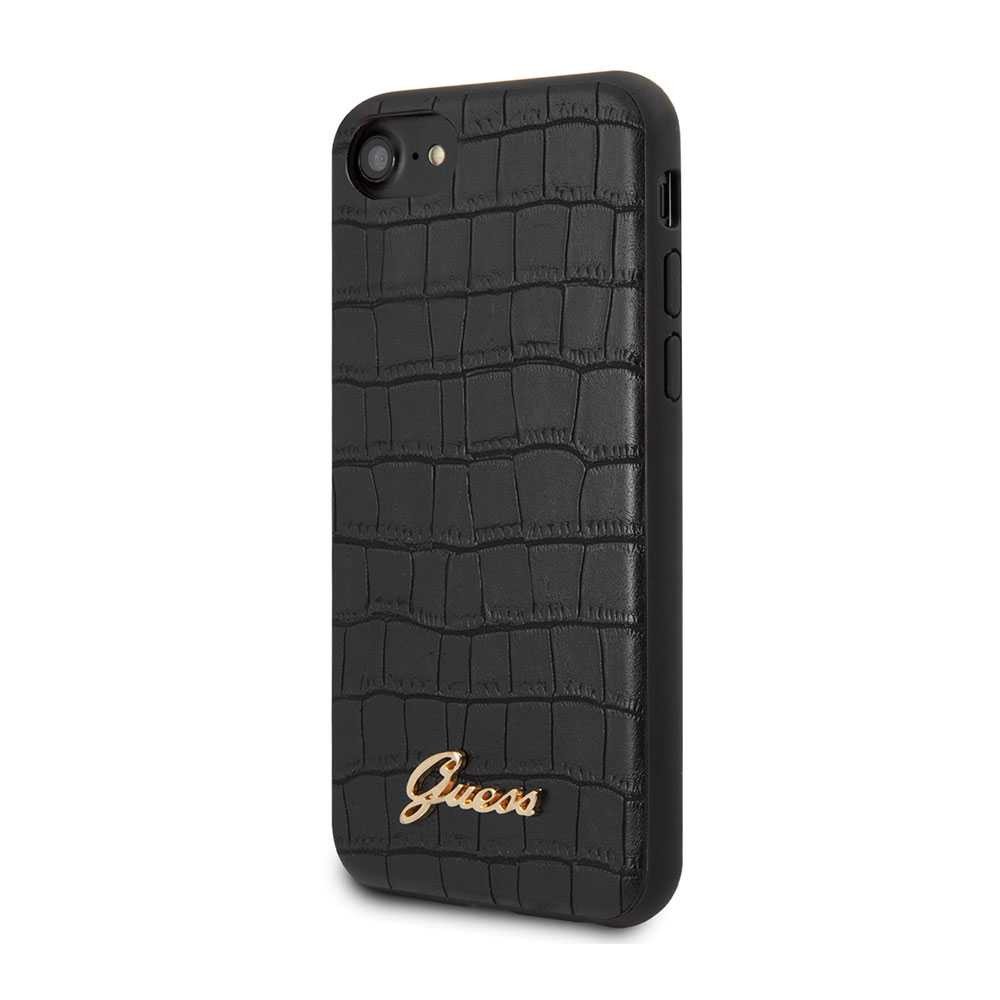 Guess PU Croco Print Case with Metal Logo for iPhone SE 2 - Black