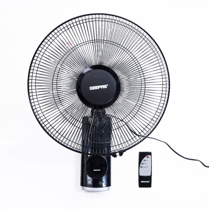 Geepas 16-Inch Wall Fan 60W | 3 Speed Settings With Timer | Oscillating And Static Feature | Electric Wall Mount Cooling Fan For Home, Green House, Work Room Or Office Use | 2 Year Warranty