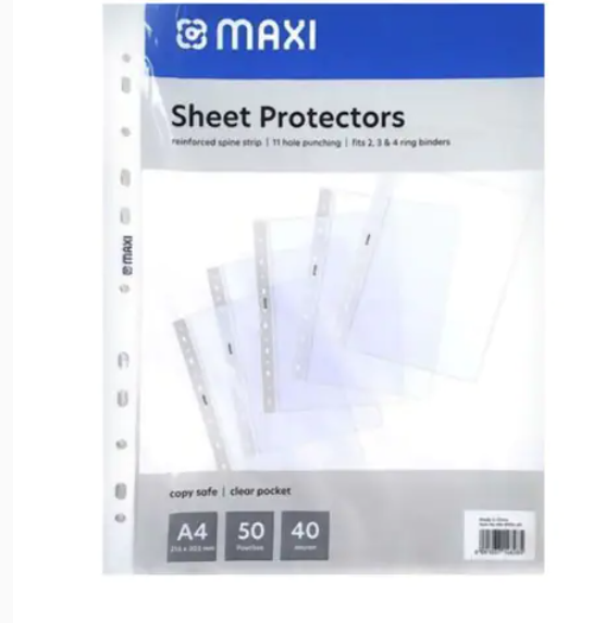 Maxi A4 Sheet Pockets Clear (Pack of 50)