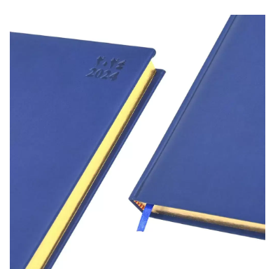 FIS Golden Diary 2024 (Arabic/English) A5, Italian PU, 1-Side Padded, Blue - FSDI20AEG24BL
