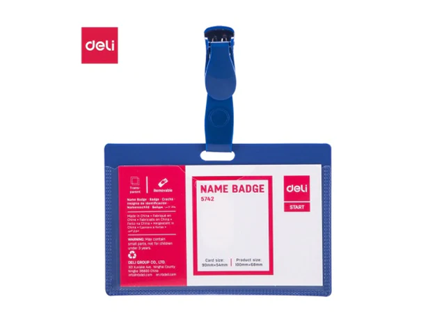 Deli PVC Across ID Pass Holder with Clip, 50pcs/box [E5742]