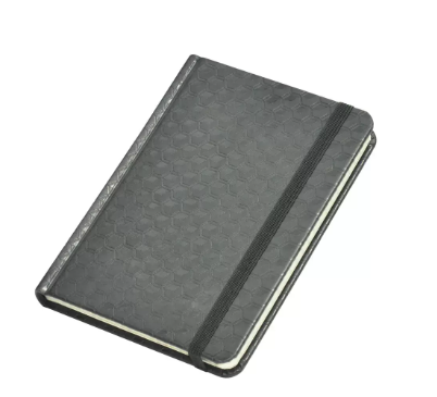 FIS Notebook With Elastic Band Italian PU Cover, Ivory Paper, Single Ruled, Black Color, 96 Sheets With Gift Box, A6 Size - FSNBEXA6BKD3