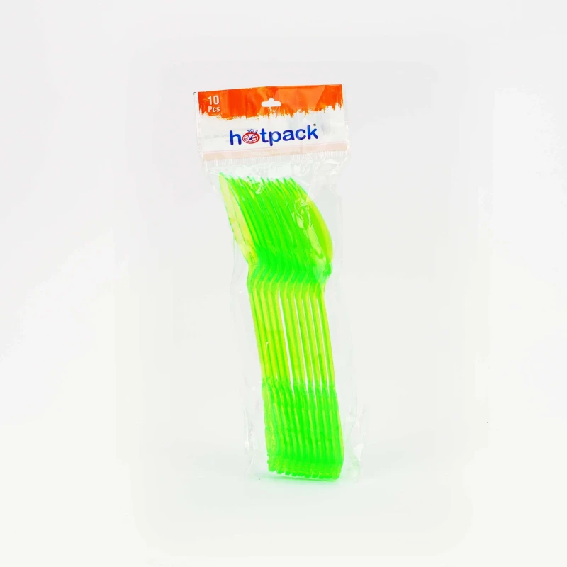Heavy Duty Neon Plastic Spoon 10 Pieces