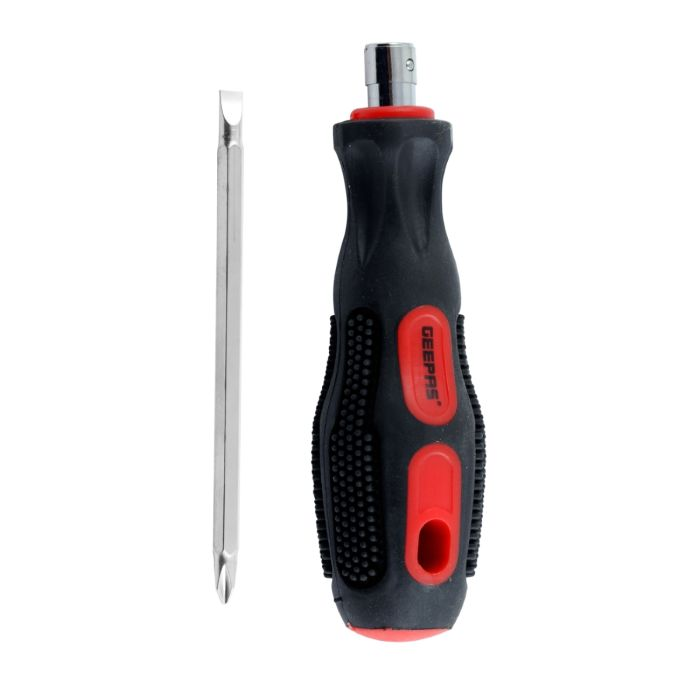 Geepas 2 In 1 Screwdriver - Reversible Double Ended Blade | Grip Handle | Highly Durable Stainless Steel | Ideal For Household, Garage, Office, Professional And More