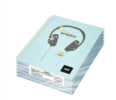 Light LINBS1081802 Single Line Spiral Hard Cover Notebook (Pack of 5 Pcs X 100 Sheets), 10X8in
