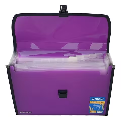 Maxi Expanding File With Handle A4 Size 13 Tab Purple