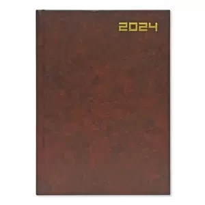 Fis 2024 A5 Diary,Vinyl, English Hard Cover Brown -FSDI21E24BR