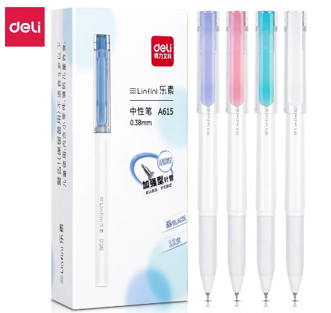 Deli a615 student gel pen 0.38mm reinforced needle tube Neutral Pen Student Cartoon Cute Signing Writing Creative Plastic