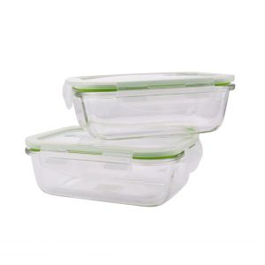 Royalford 600Ml 2Pcs Glass Meal Prep Container - Glass - Clear