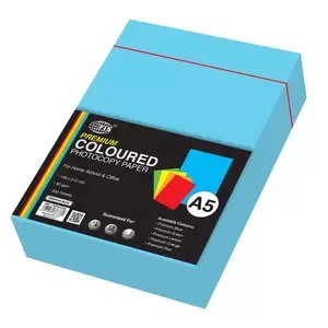 FIS Premium Color Photocopy Paper, 500 Sheets, 80 gsm, Premium Blue Color, A5 Size - FSPWA5PBL