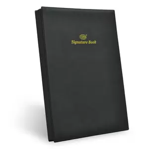 FIS Signature Book, PVC Material Cover, 20 Sheets with Gift Box, Black Color, Black Color, 240 x 340 mm - FSCL20BKN