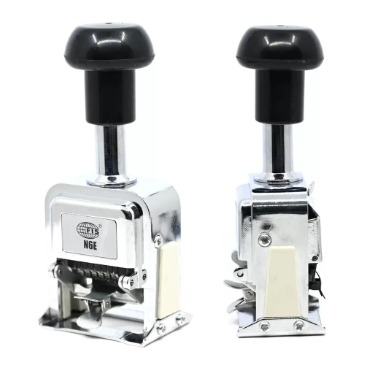 FIS Heavy Duty Numbering Machine 6-Digits with Ink Bottle and 2 dry pads, Automatic, English Chrome color -FSNMN6E